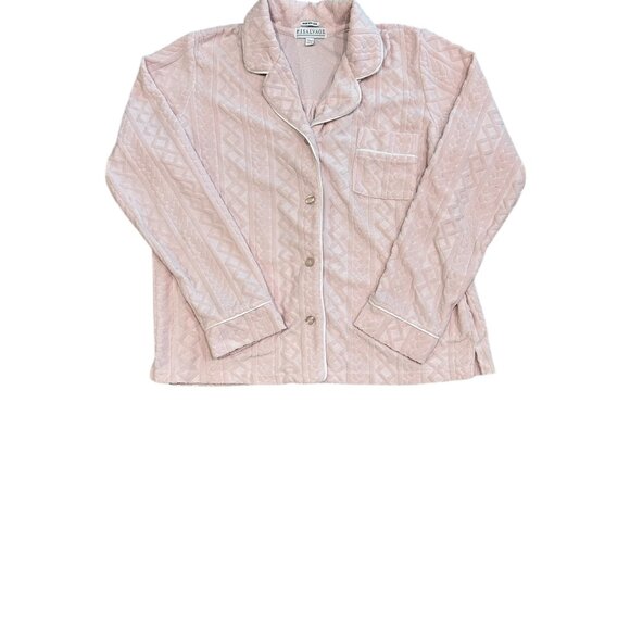 PJ Salvage Women's Pink Verry Terry Velvet Pajama Set Plush Cozy Loungewear M - Picture 4 of 9